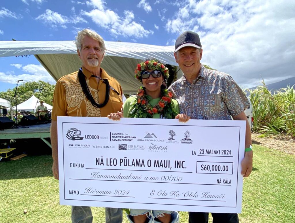 Kepa Maly is Honored Guest, Presents Ledcor Maui’s Gift at Hoʻomau 2024